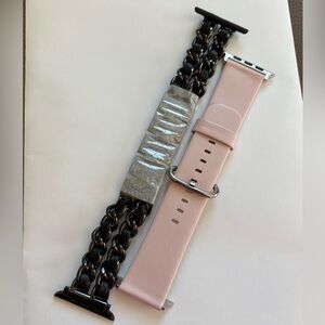 🌸 2 Apple Watch Bands - Leather & Chain Link 🌸